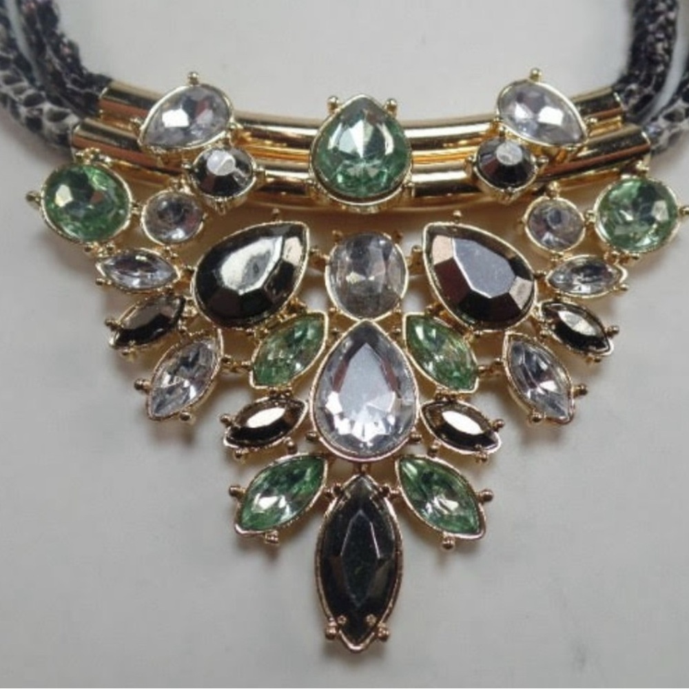 Banana Republic Gold and Green Gem Necklace